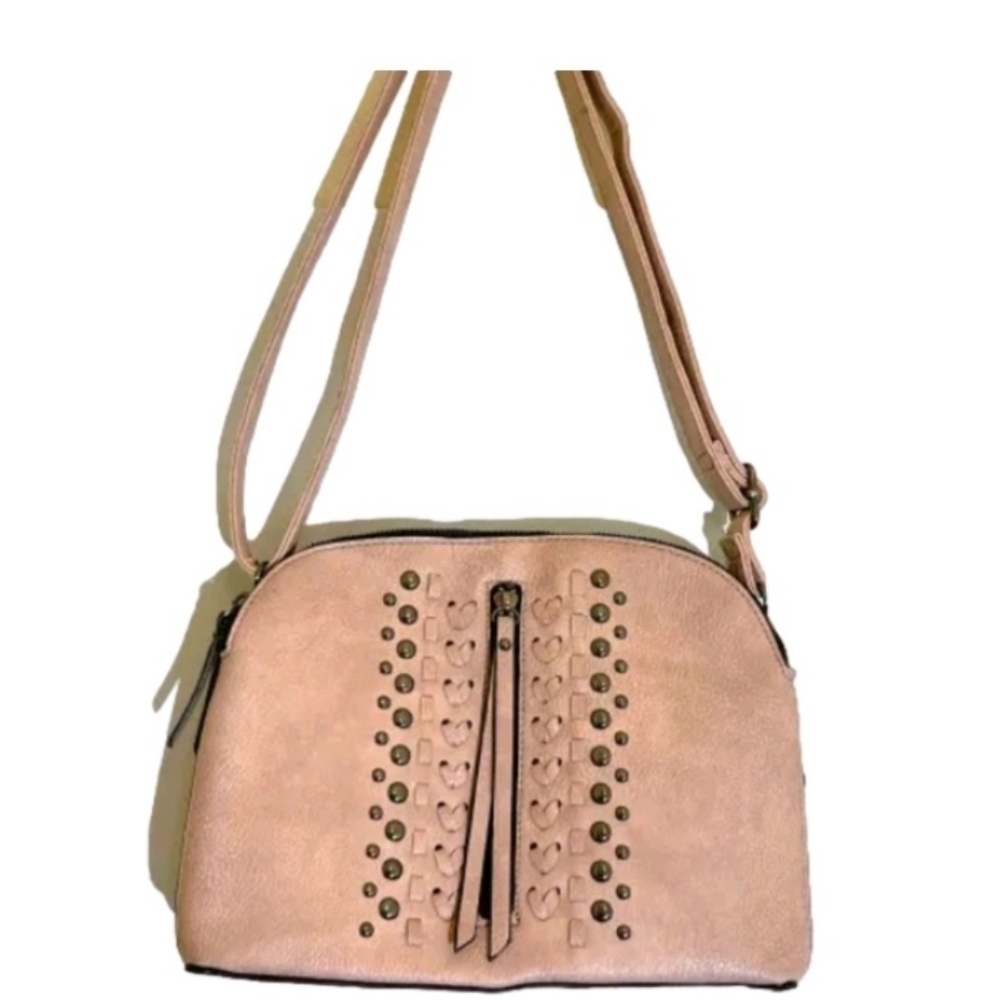 Sam & Hadley Mauve Pink studded shoulder Bag Tassel gold hardware pre-loved